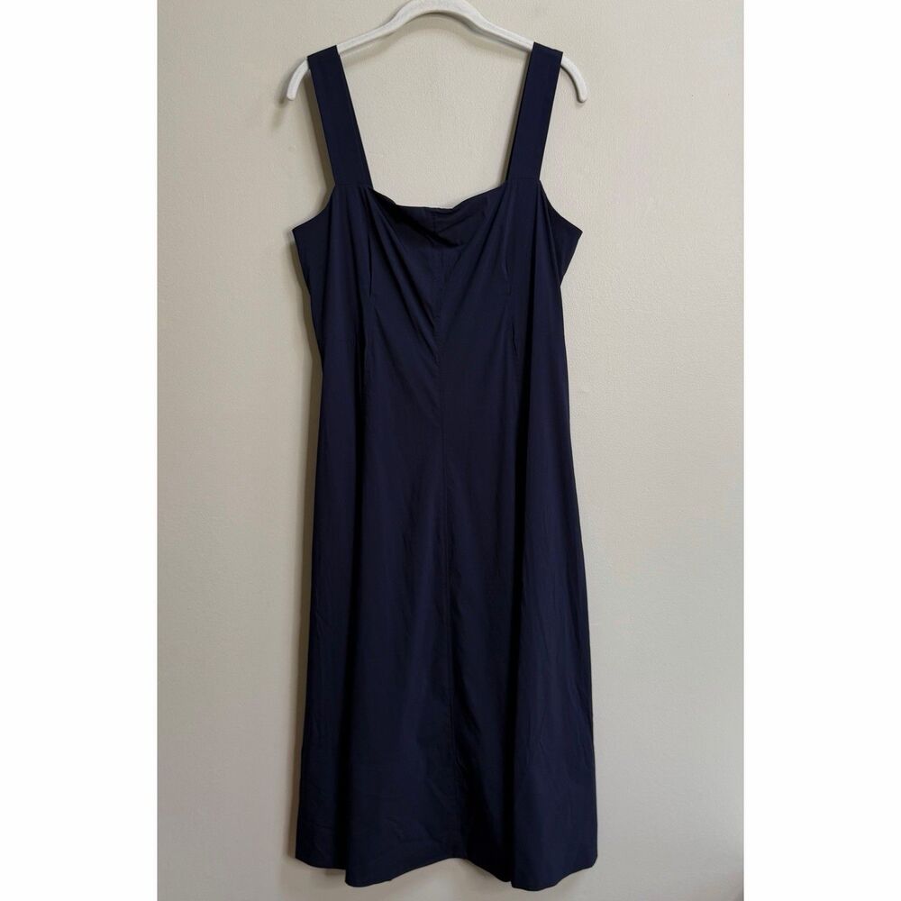 Donna Karan Navy Blue Sleeveless Square Neck A-Line Midi Dress Size 10